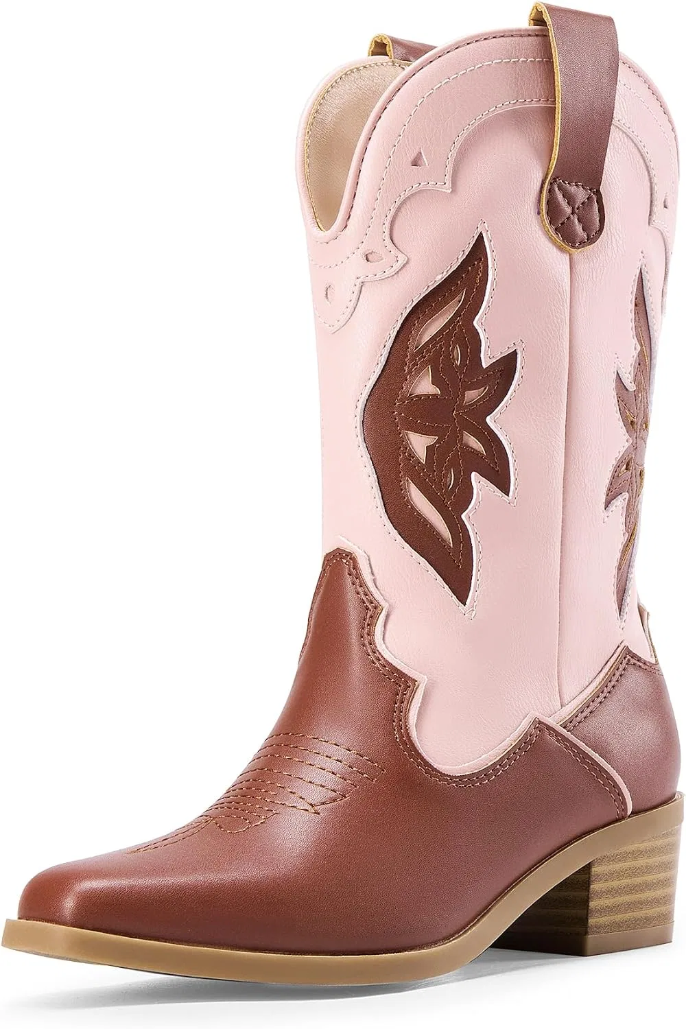 Детские сапоги для девочек с западным принтом DREAM PAIRS, Pink/Brown