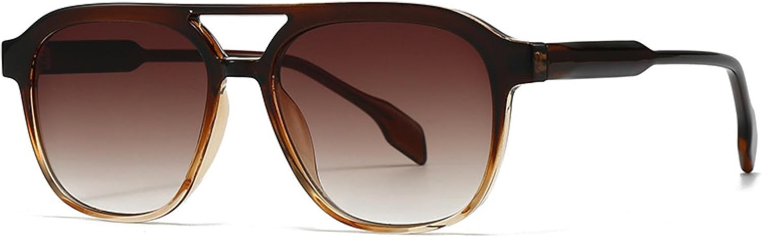 

Модные мужские солнцезащитные очки с двойной перемычкой, роскошные женские солнцезащитные очки в стиле ретро с градиентом цвета чая и защитой от УФ-излучения UV400 TVTBBVV, C2brown Tea Gradient