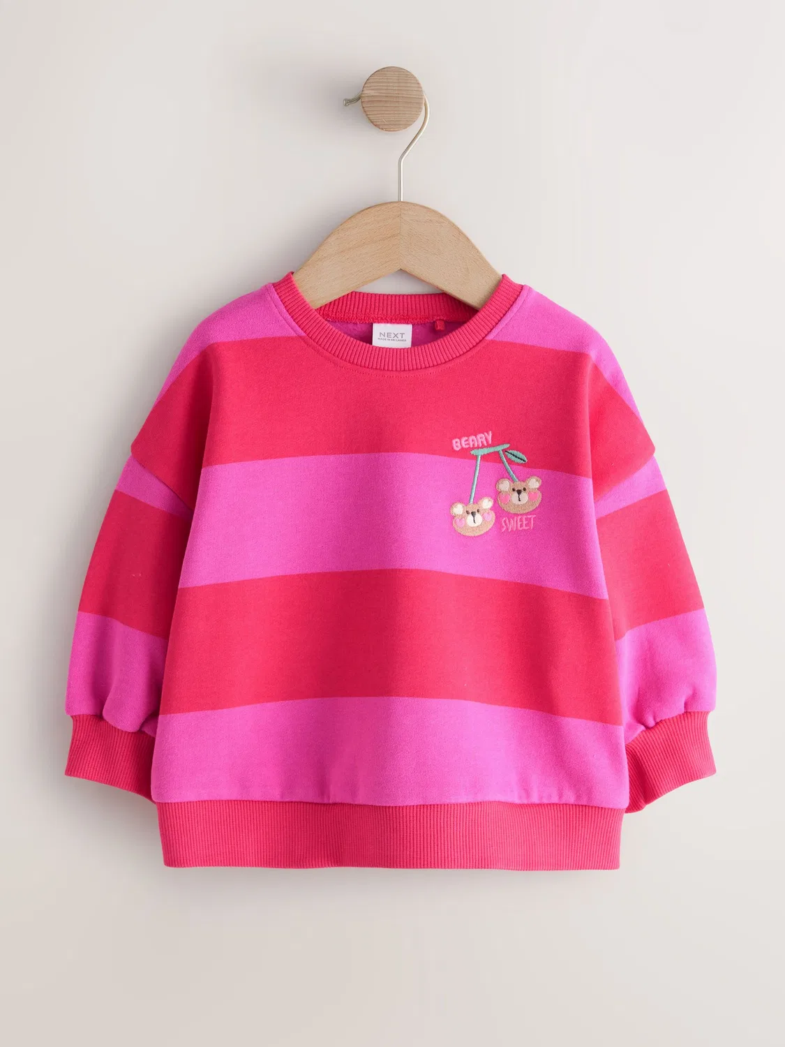 Свитшот с полосатым принтом, Red/Pink Stripe Crew Neck Next, красный/розовый — фото 4