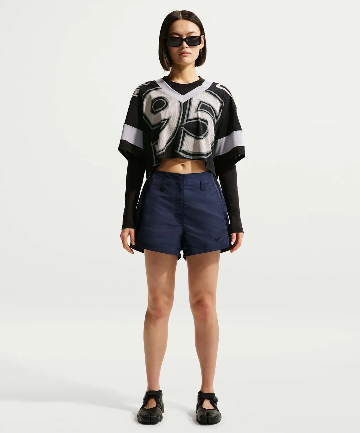 Женские шорты с высокой посадкой с брендовым логотипом Nike, Midnight Navy
