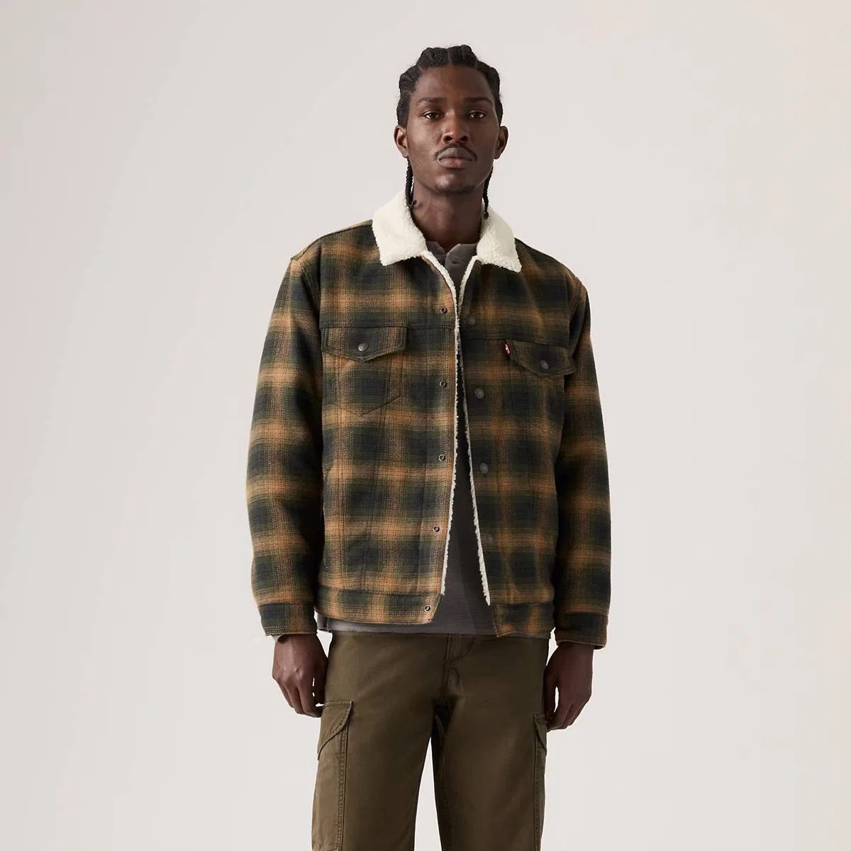 Свободная куртка дальнобойщика Levi's, Scottie Plaid Komodo Green - Multi-Color — фото 3