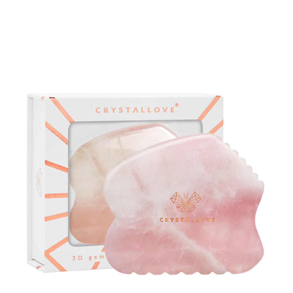 Crystallove Contour Gua Sha Массажная пластина для лица гуаша из розового кварца, 1 шт. — фото 4