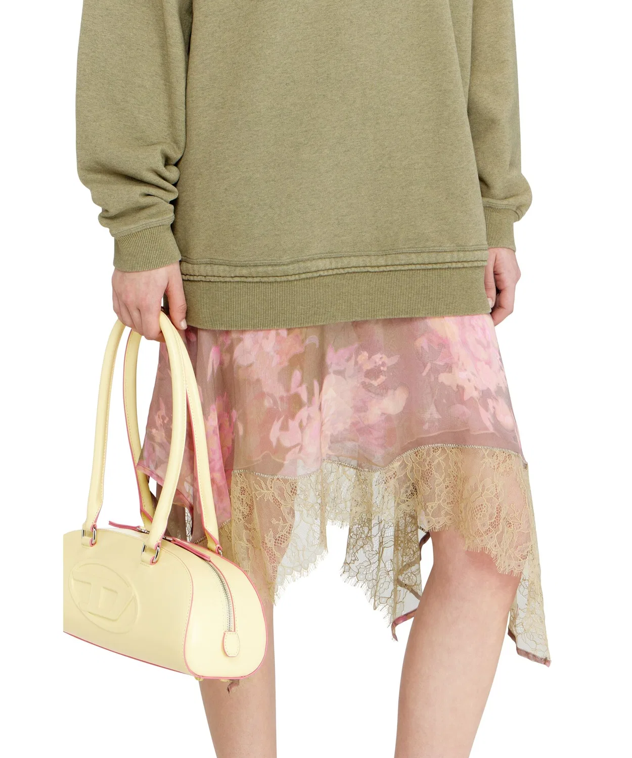 Женское платье из футера с цветочным принтом D-ORELY DIESEL, Beige — фото 2
