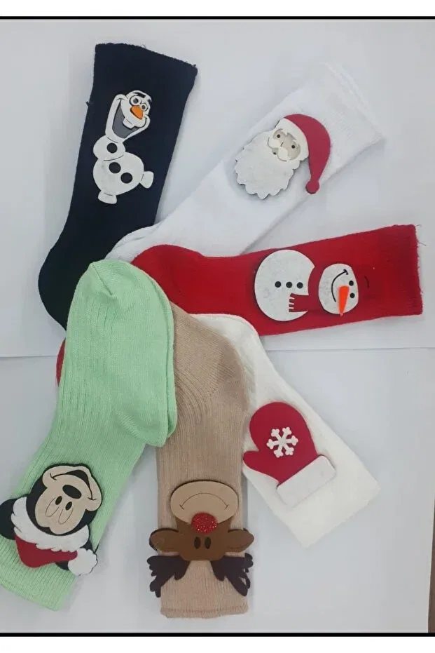 Детские носки с принтом Özkardeşler Baby, Black White White Red Red Beige Aqua Green Ecru