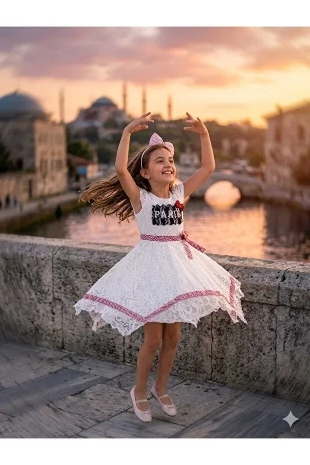 Детское платье для девочек с принтом Hilal Akıncı Kids, Red