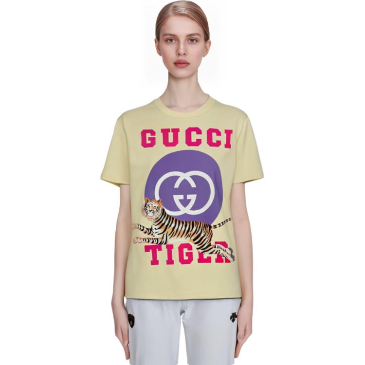 Футболка женская светло-желтая GUCCI — фото 4