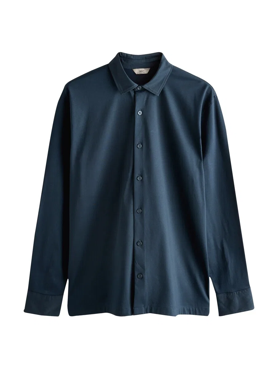 Рубашка Next Regular fit Button Up Shirt 'Supima' темно-синего цвета
