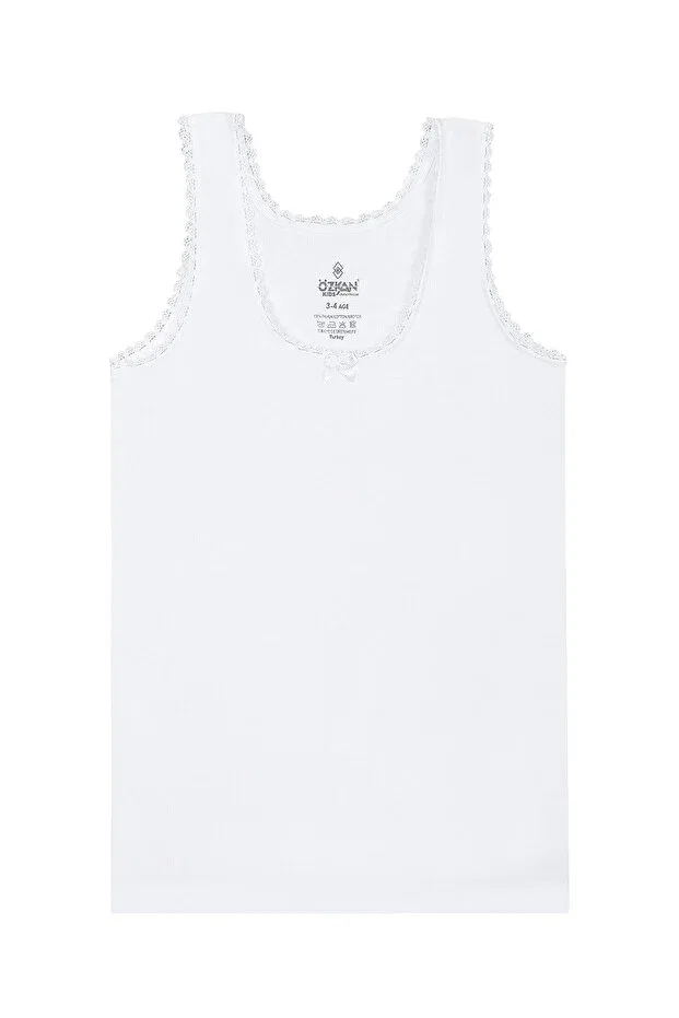 Детский комплект маек для девочек с кружевной отделкой Özkan Underwear, White — фото 3