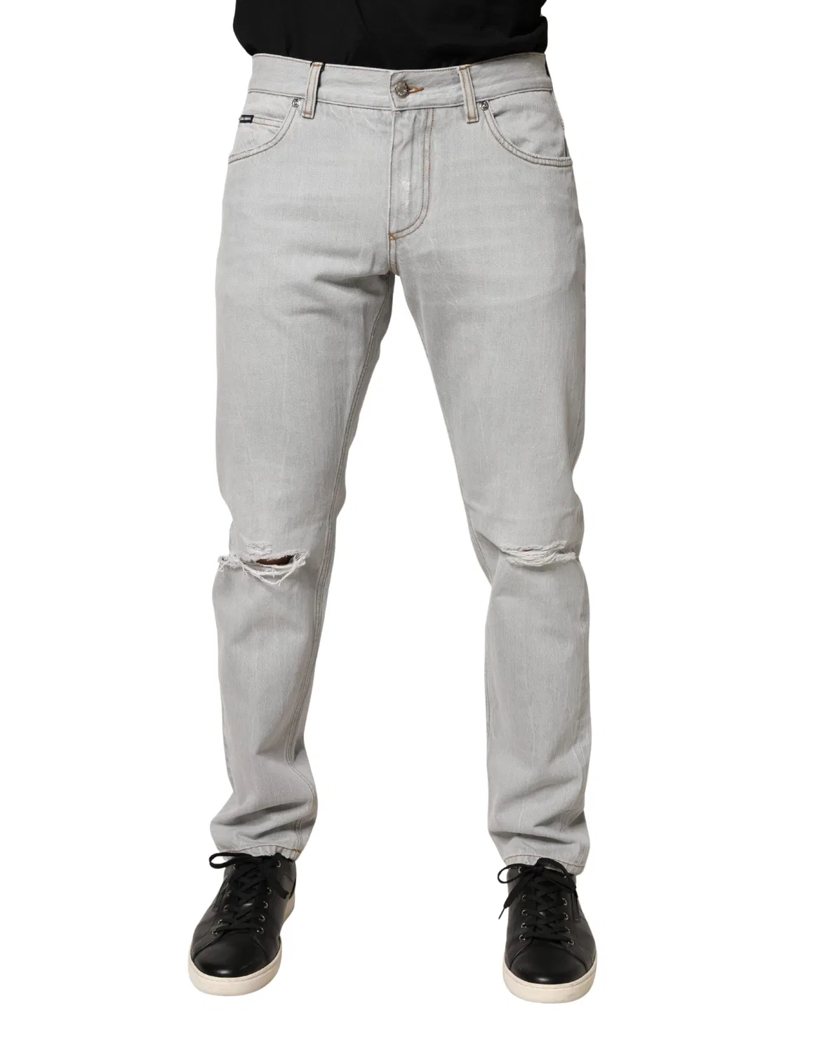 Мужские джинсы с потертостями Regular Denim Dolce & Gabbana, Light Gray — фото 2