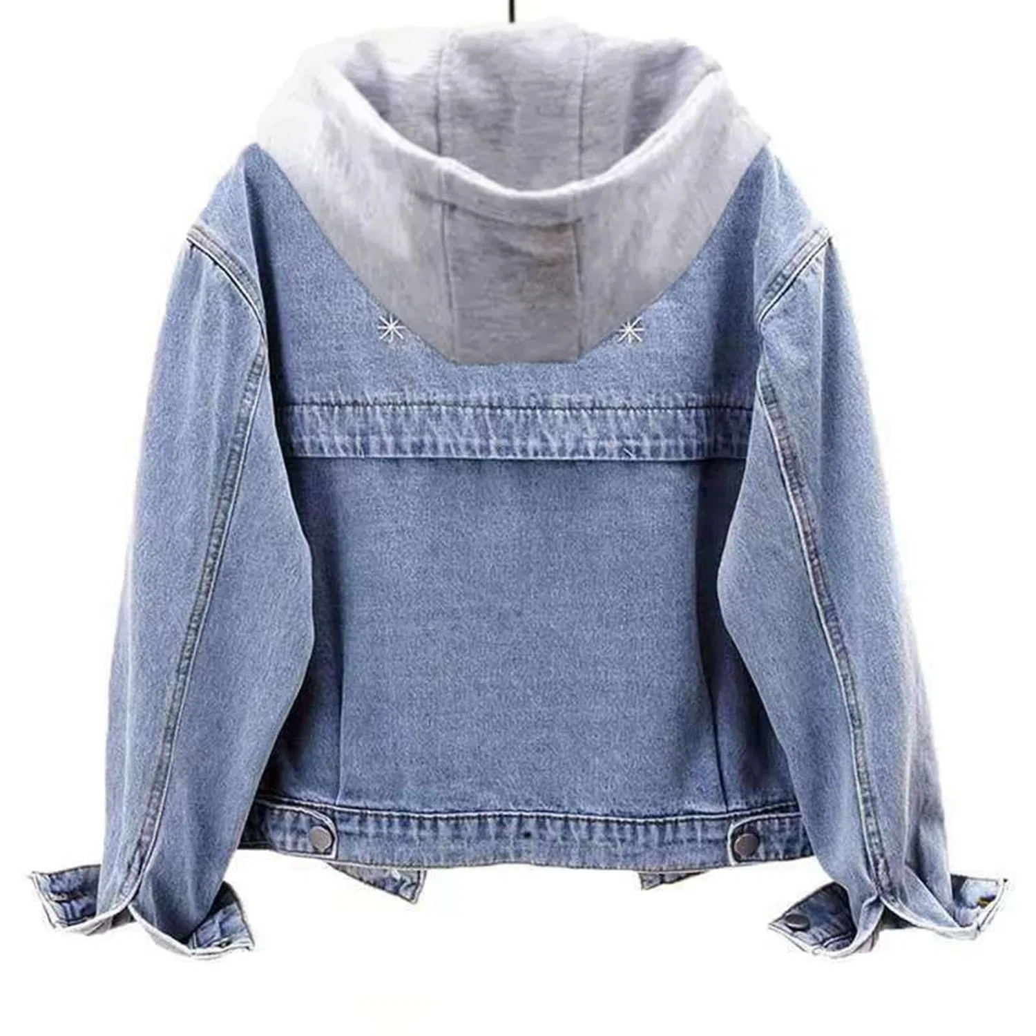 Женская куртка с капюшоном с мягким воротником из плюша, хлопковая, casual, Blu — фото 2