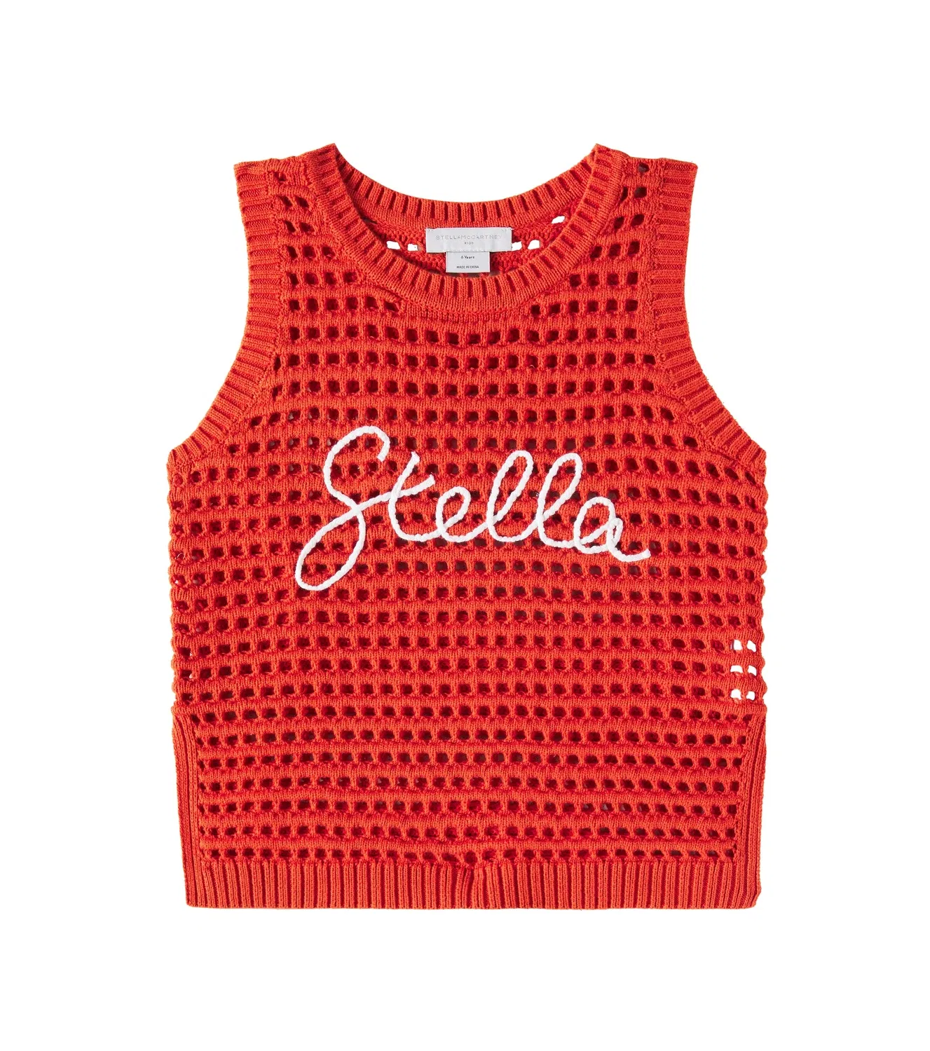 Ажурный хлопковый жилет Stella Mccartney Kids, красный