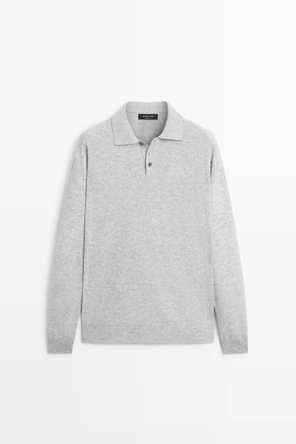Поло-свитер Massimo Dutti Wool Blend Knit, серый меланж — фото 2