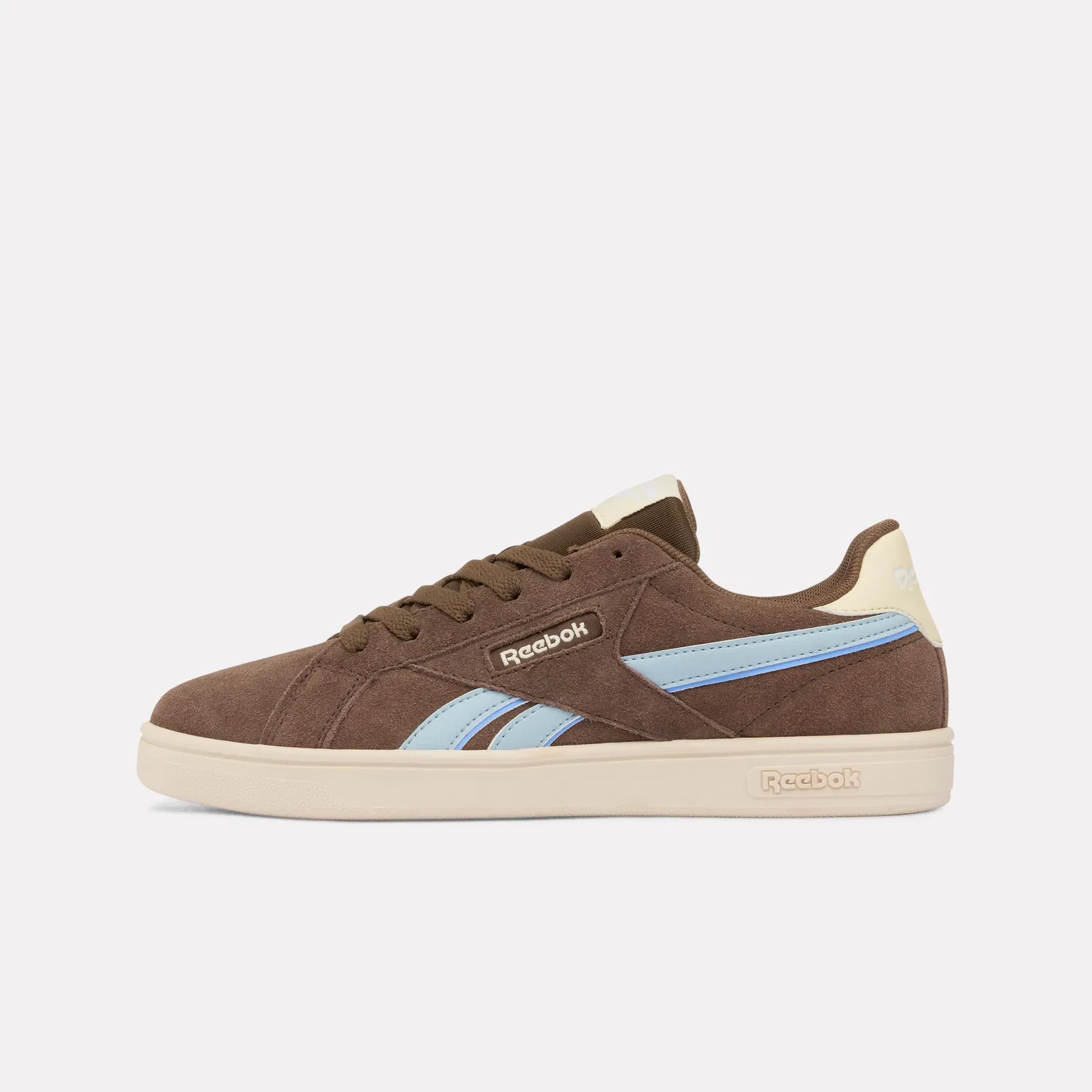 Детские кроссовки для девочек с кожаным верхом Reebok Court Retro, Simplebrown Aged Beige Iceblue — фото 3