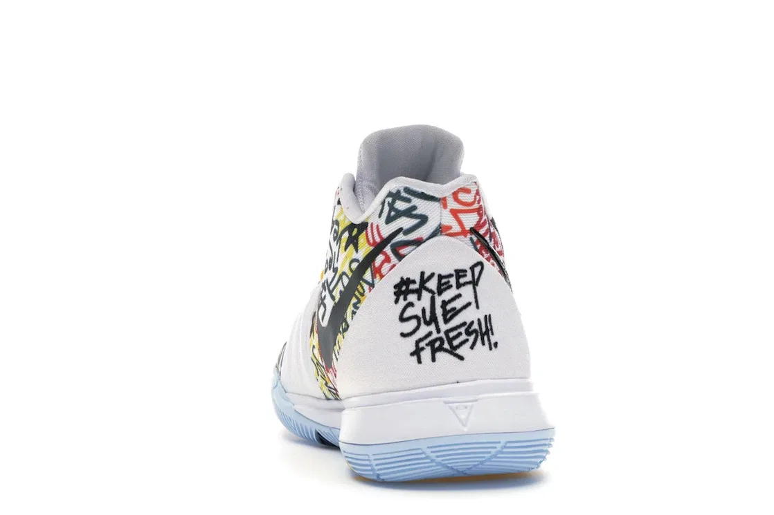 Детские кроссовки для девочек с принтом Nike Kyrie 5, White/Multi-Color — фото 4