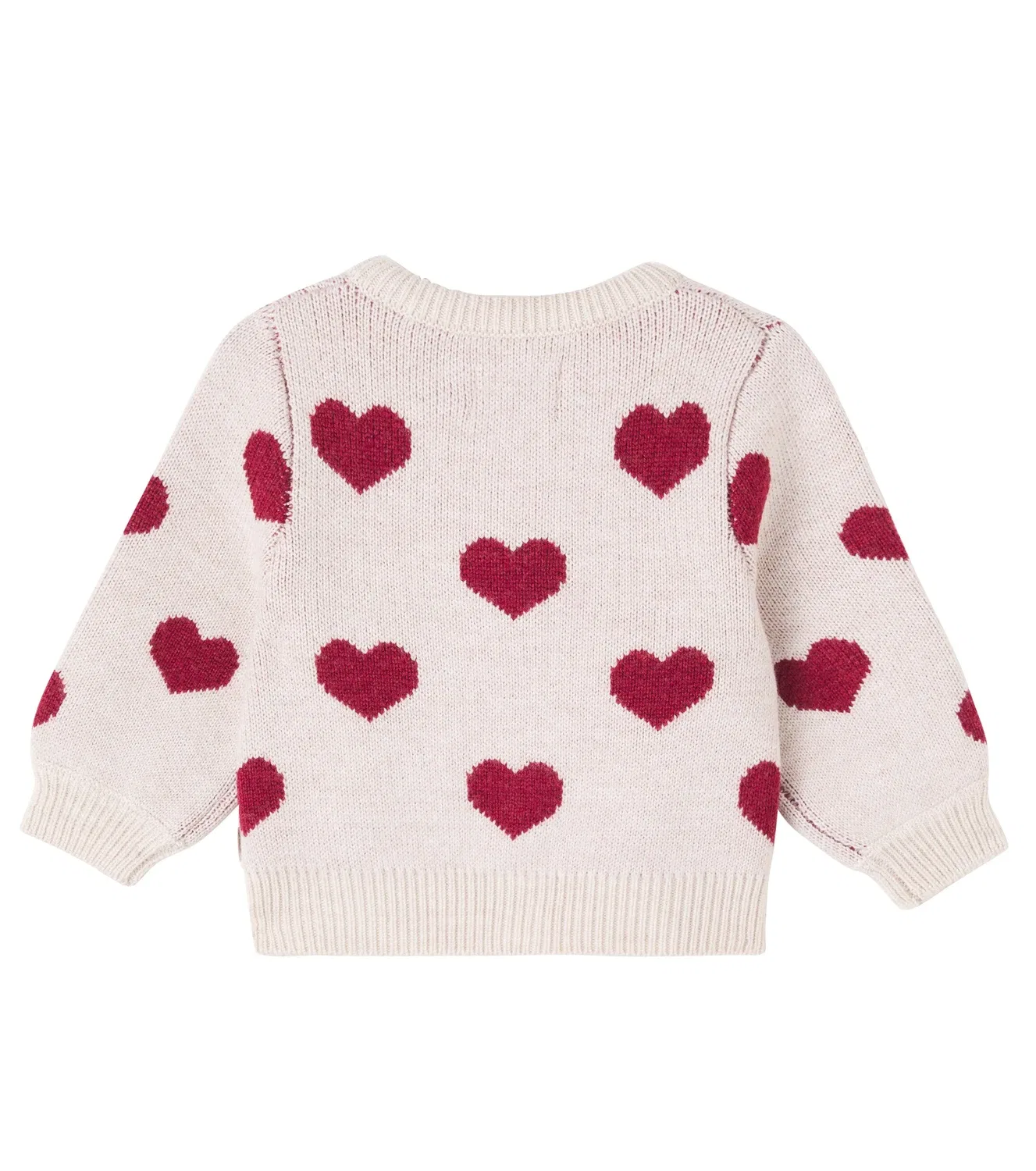 Вязаный кардиган из шерсти Baby Hearts Wheat, бежевый — фото 2