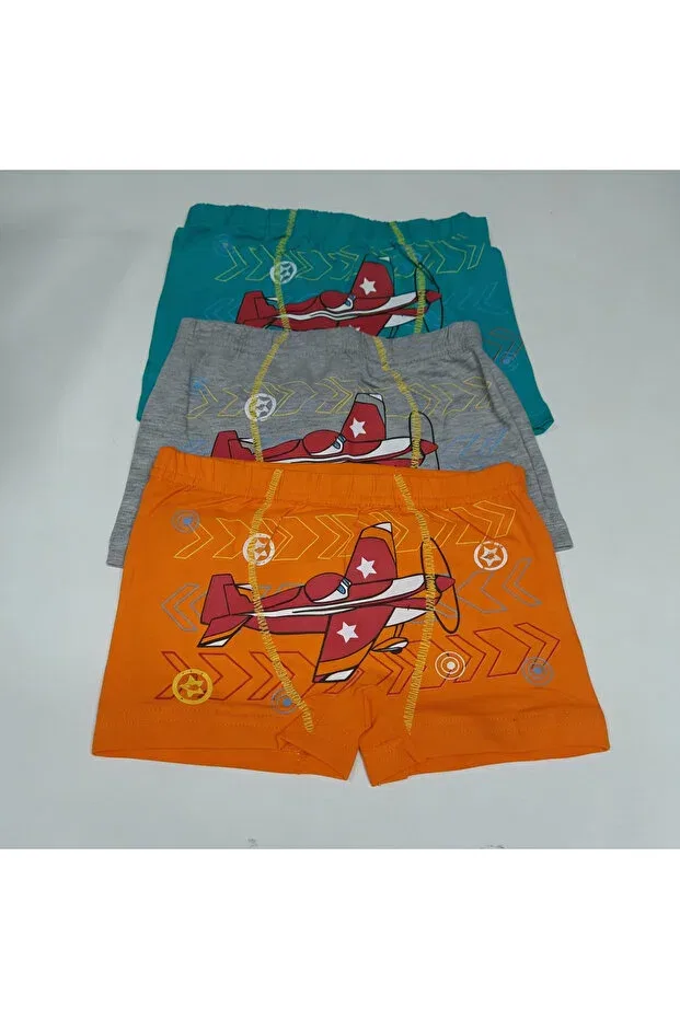 Детские боксеры для мальчиков хлопковые с принтом airplane patterned Pokut, Turquoise-Gray-Orange
