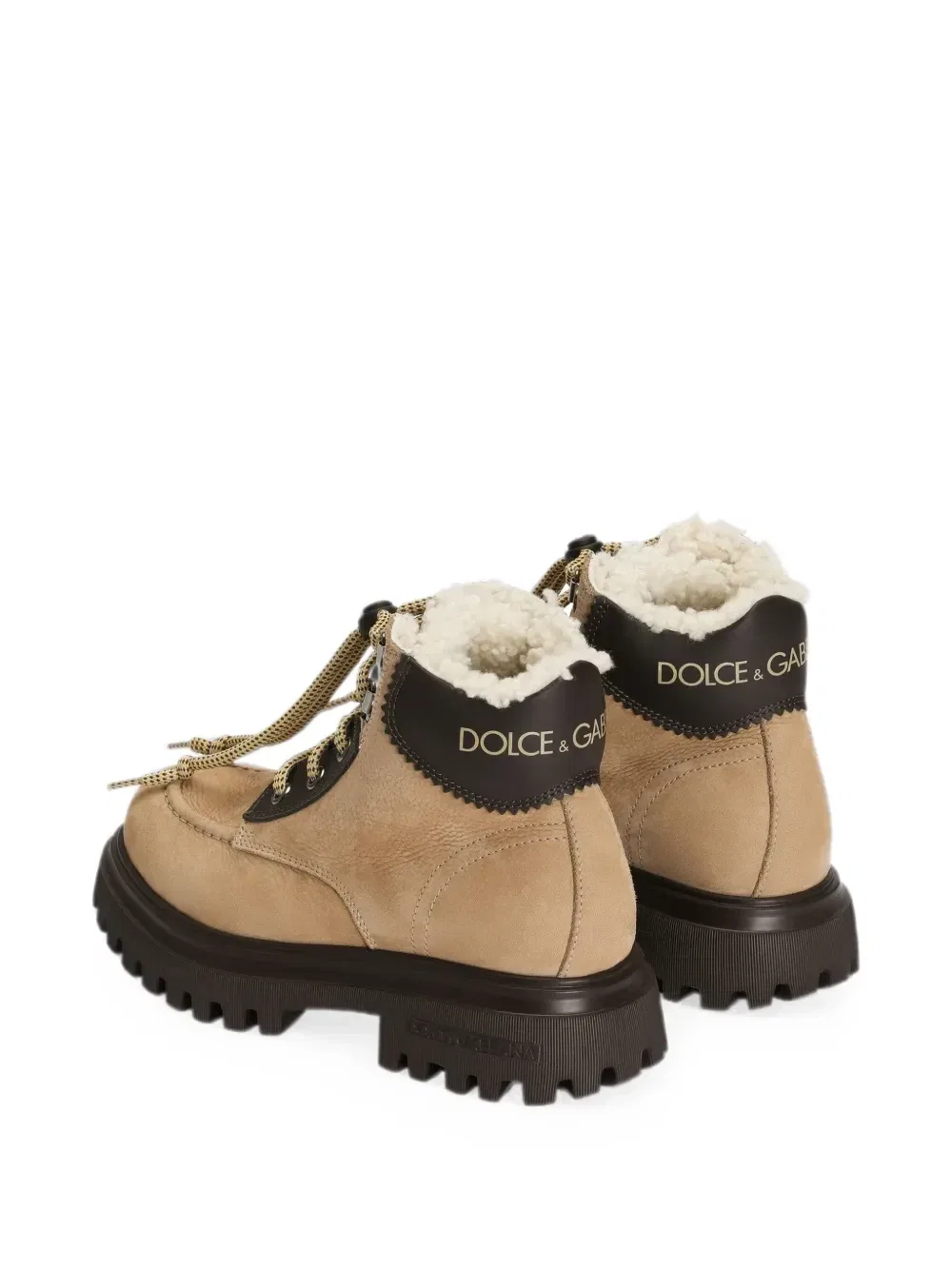 Ботинки из нубука Dolce & Gabbana Kids, бежевый — фото 3