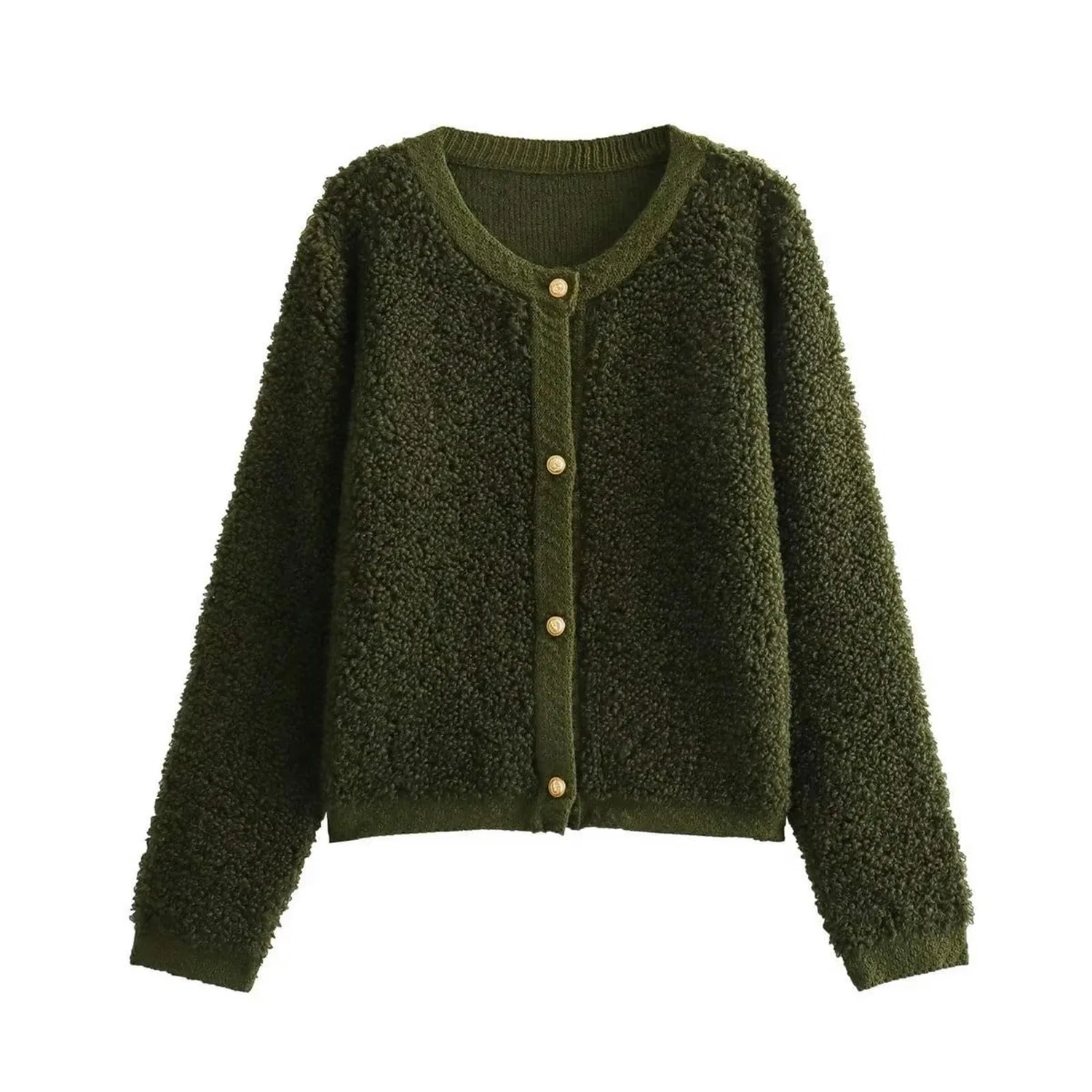 Женская куртка из махровой ткани с длинным рукавом, модель Donna-Verde, Verde