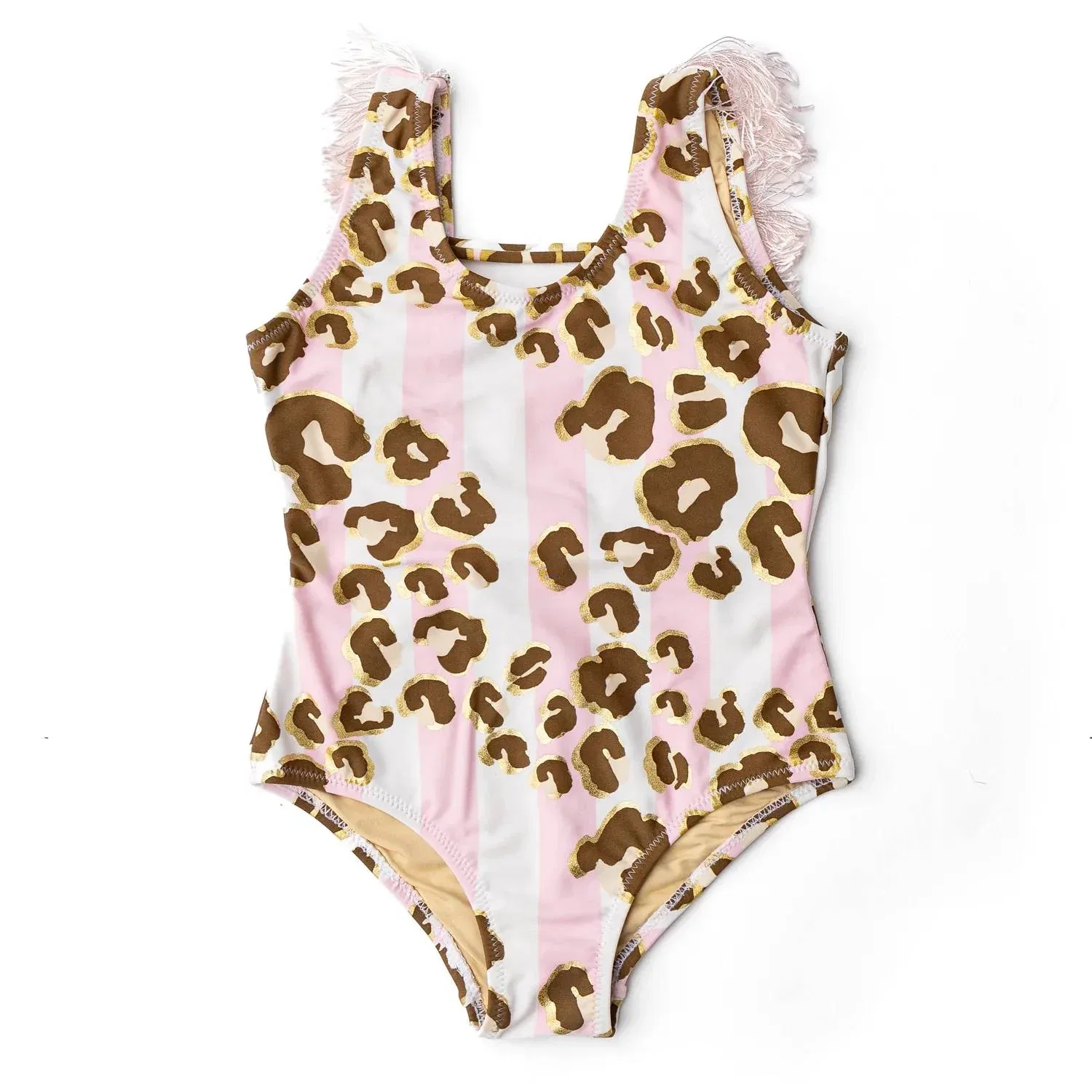 Детский купальник слитный с бахромой Metallic Leopard Shade Critters, Metallic Leopard