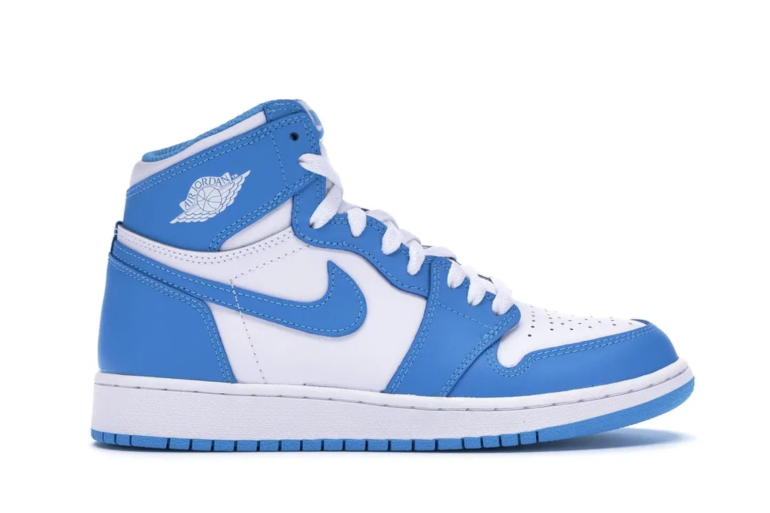 Детские кроссовки с высоким верхом Jordan 1 Retro High OG UNC Jordan, White/Dark Powder Blue
