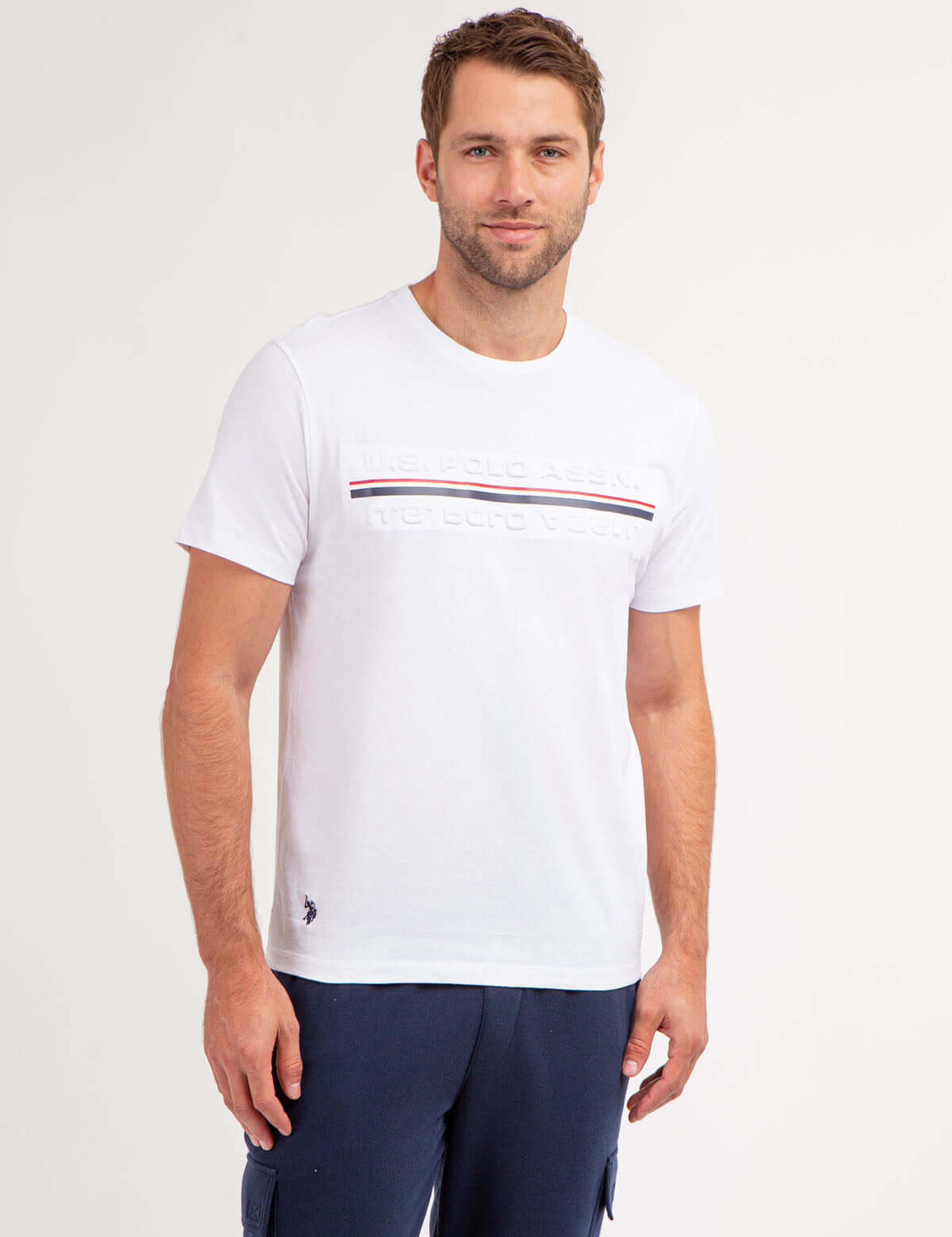 

Футболка U.S. Polo Assn. Embossed Signature Stripe Jersey, белый