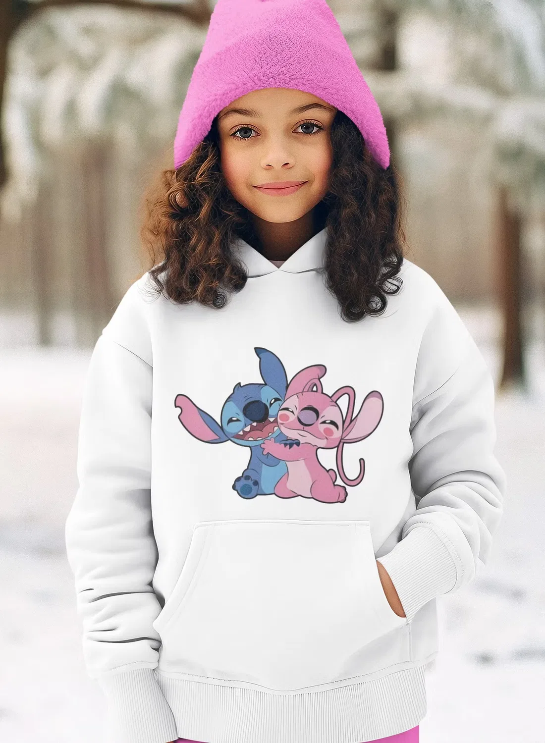 Худи с длинным рукавом Stitch et angel Zoom, белый