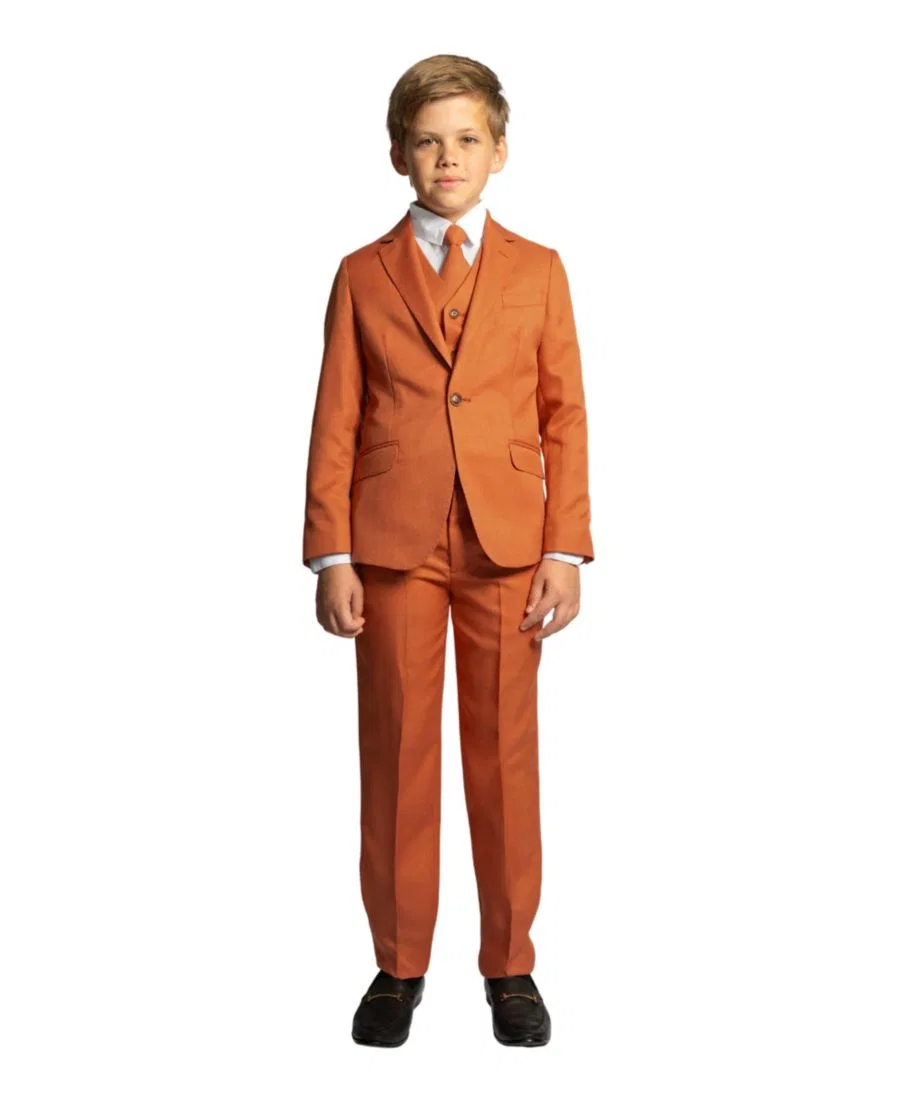Костюм-пятерка с рубашкой, галстуком и жилетом, Slim Fit, Osiris Peanut Butter Collection, Terracotta