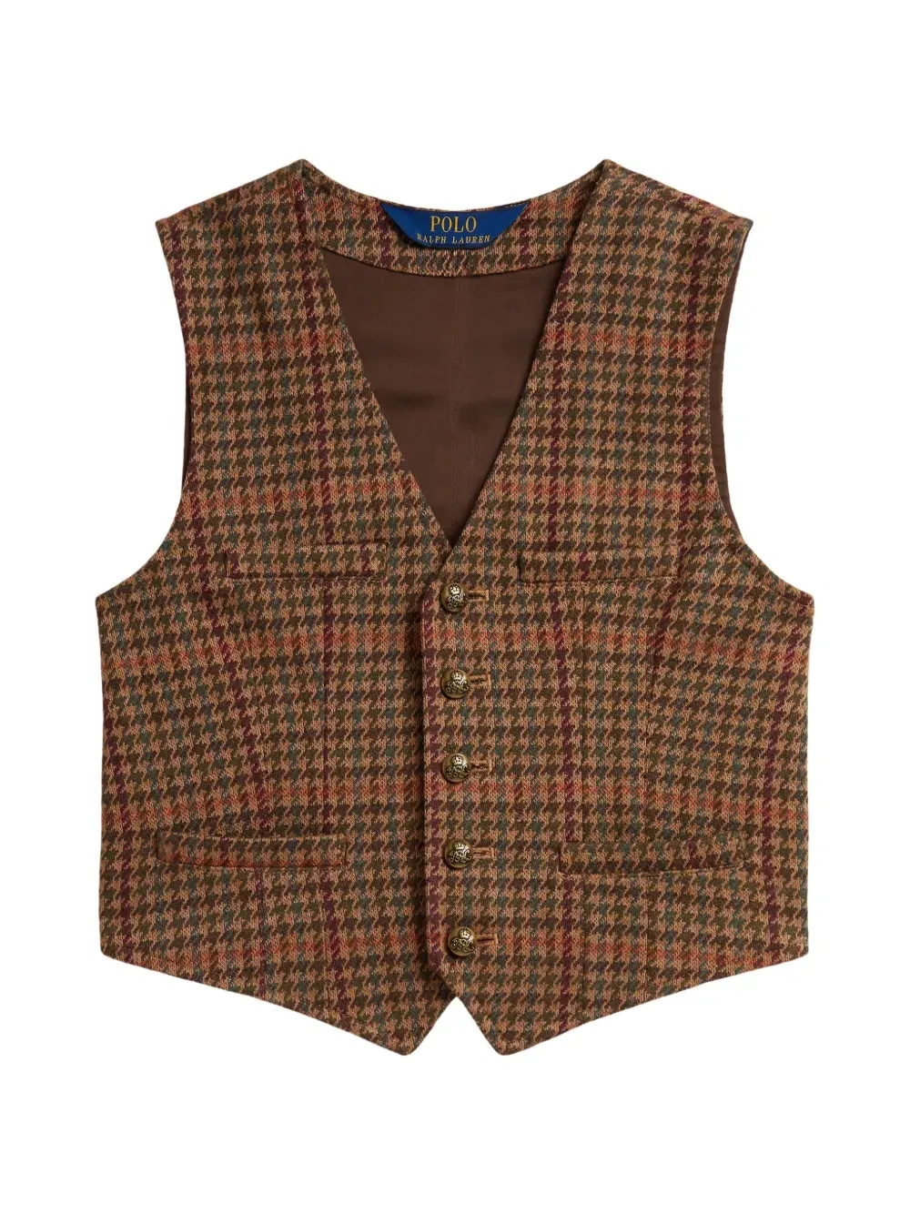 Жилет в ломаную клетку Polo Ralph Lauren Kids, коричневый