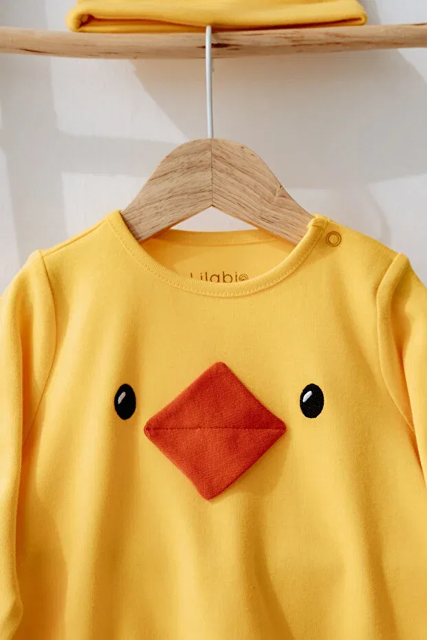 Детское боди-костюм с длинным рукавом, комплект с шапочкой Chick Costume Bodysuit & Hat Set Lilabio, Yellow — фото 2