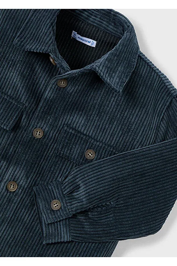 Детская рубашка для мальчиков из вельвета Mayoral, Navy Blue — фото 3