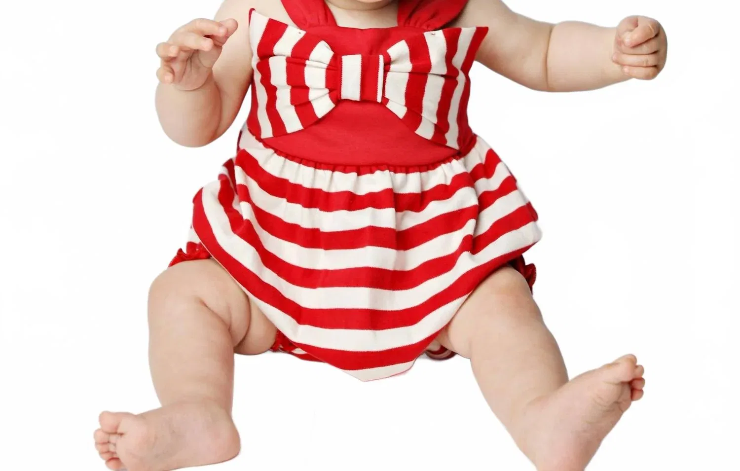 Детский боди-комбинезон для девочек с бантом Bow Love Lemon Loves Layette, True Red/Ivory