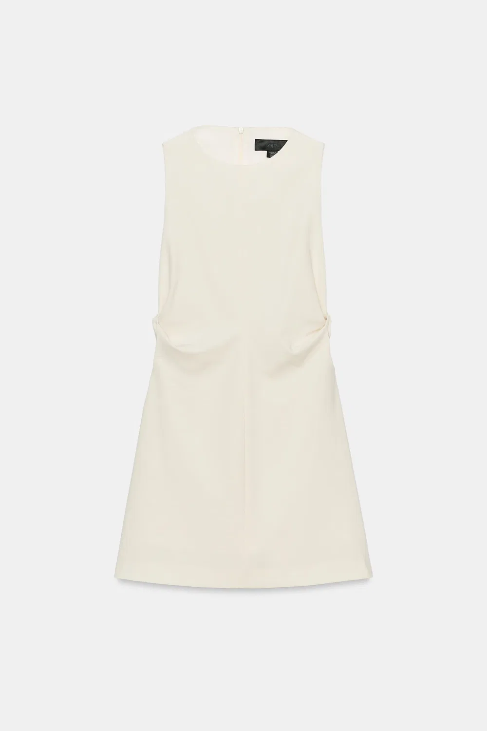 Платье с эластичным вырезом и узлом ZARA, Ecru — фото 4