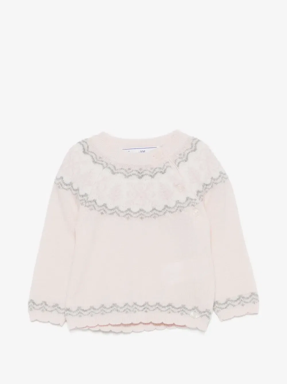 Вязаный свитер в стиле Fair Isle с фестончатым краем Tartine et Chocolat, розовый