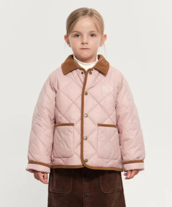 Детская куртка с логотипом, стеганая, Marithé Kids, розовая