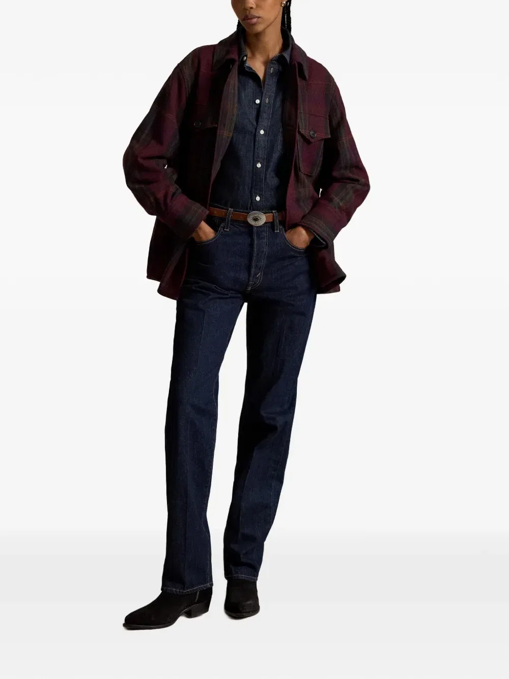 Твиловая куртка-рубашка в клетку Polo Ralph Lauren, коричневый — фото 2