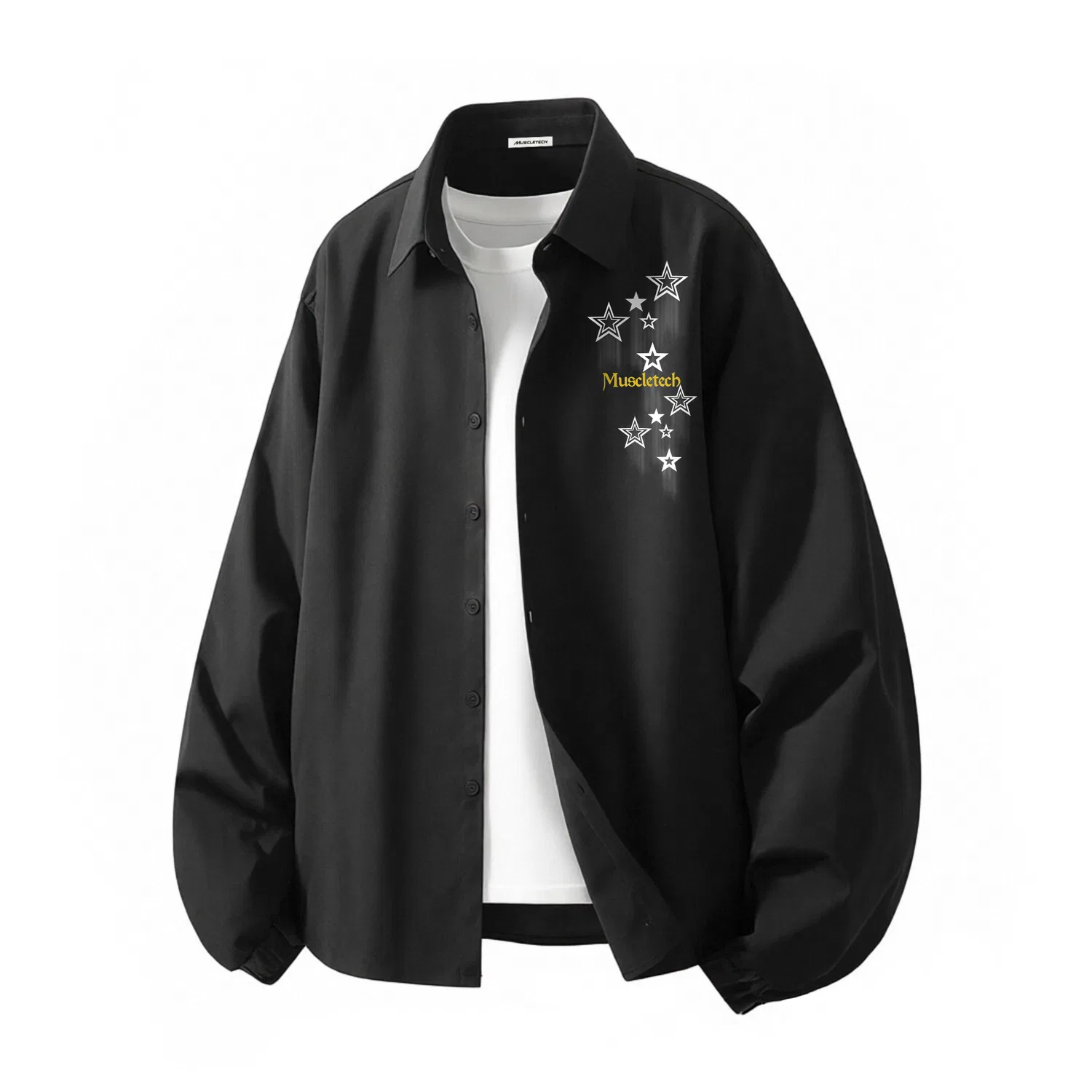Детская рубашка с воротником и принтом, Unisex Lapel Thin, MUSCLETECH — фото 4