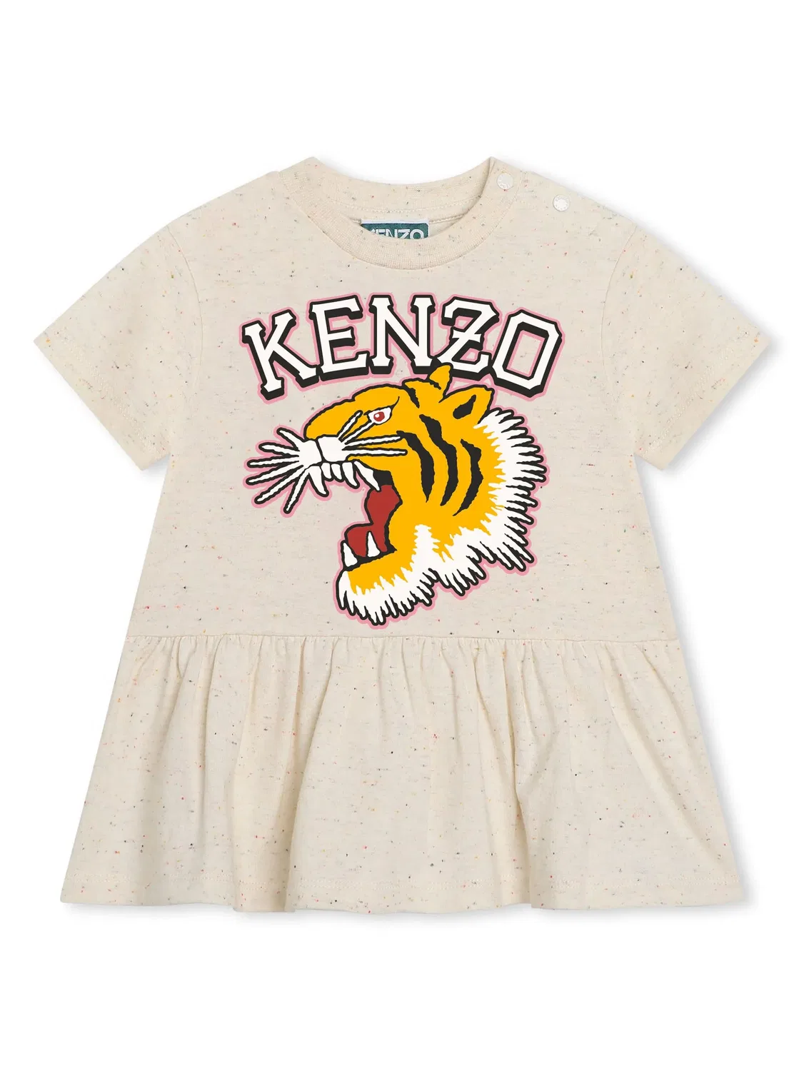 Платье с короткими рукавами и логотипом Kenzo, бежевый