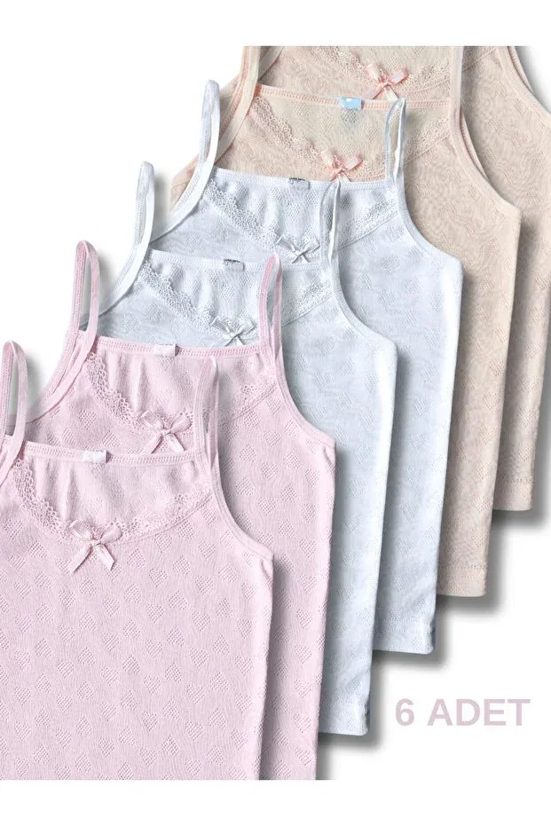 Детское для девочек хлопковое белье без рукавов Panfilia, Pink-Salmon-White