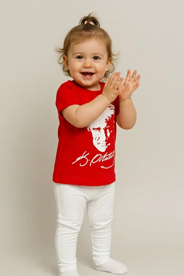 Детская футболка для мальчиков с принтом Ataturk printed Sibel Günay Butik, Red