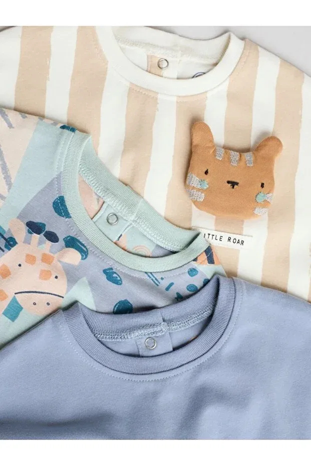 Детский комбинезон с животным принтом, комплект из 3 предметов, Next Baby, Multicolor — фото 4