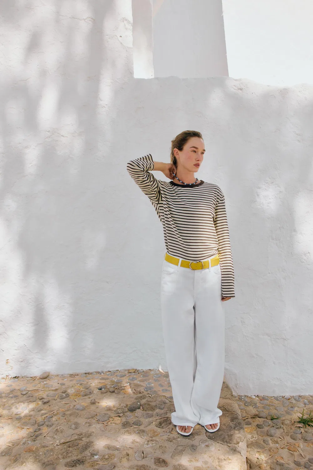 Полосатая футболка с длинными рукавами ZARA, Brown Stripes