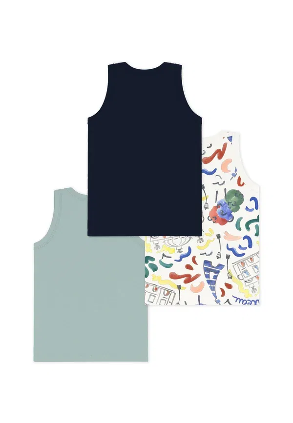 Комплект из 3 маек хлопок Petit Bateau, бирюзовый — фото 3