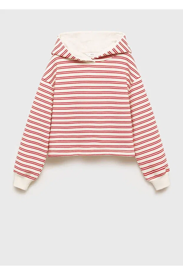 Детские свитшот с капюшоном в полоску Mango Kids, Red