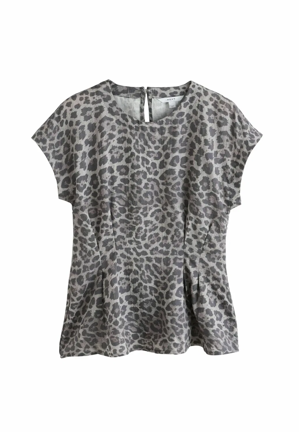 Мягкая блузка с короткими рукавами и баской Next, Grey Animal Print