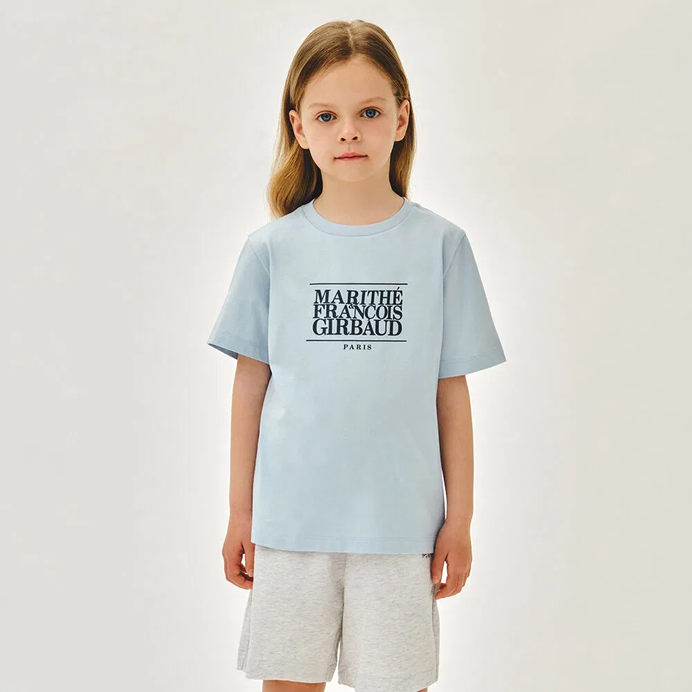 Детская футболка Kids Classic Logo Tee светло-голубого цвета от Marithé Kids