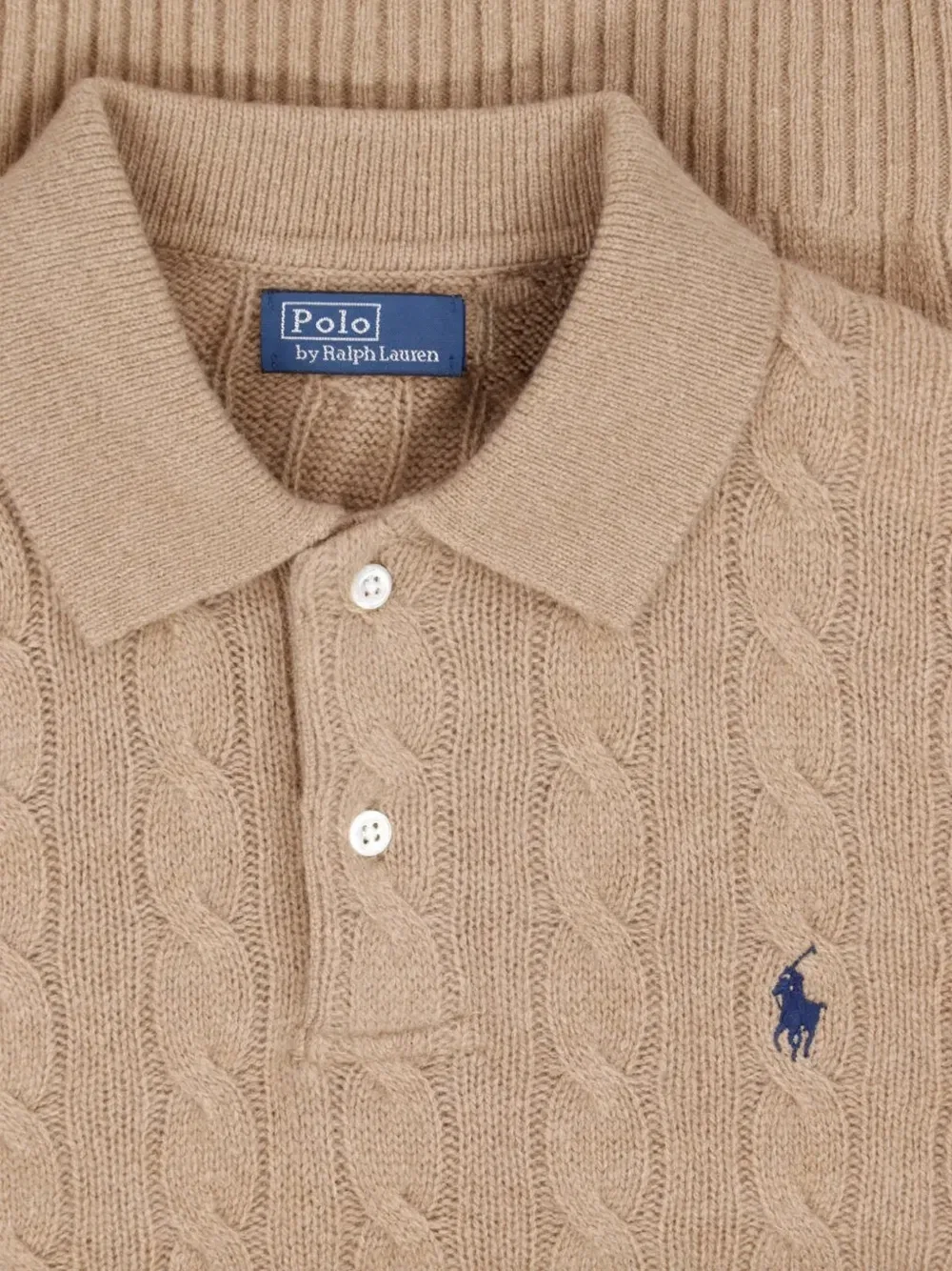 Поло-свитер с вышитым логотипом POLO RALPH LAUREN, бежевый — фото 3
