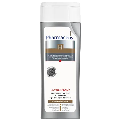 Pharmaceris H-Stimutone специальный шампунь двойного действия, замедляющий процесс поседения и стимулирующий рост волос, 250 мл — фото 2