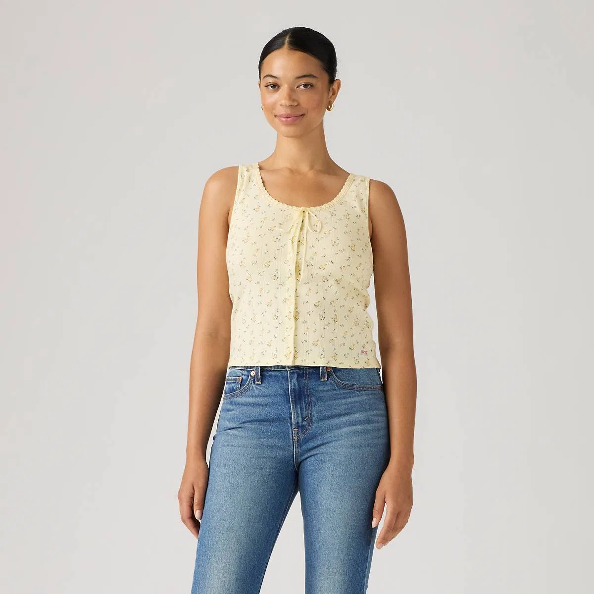 Топ из кружева с ажурной отделкой из сухих материалов Levi's, Isabel Floral Pear Sorbet - Multi-Color — фото 3
