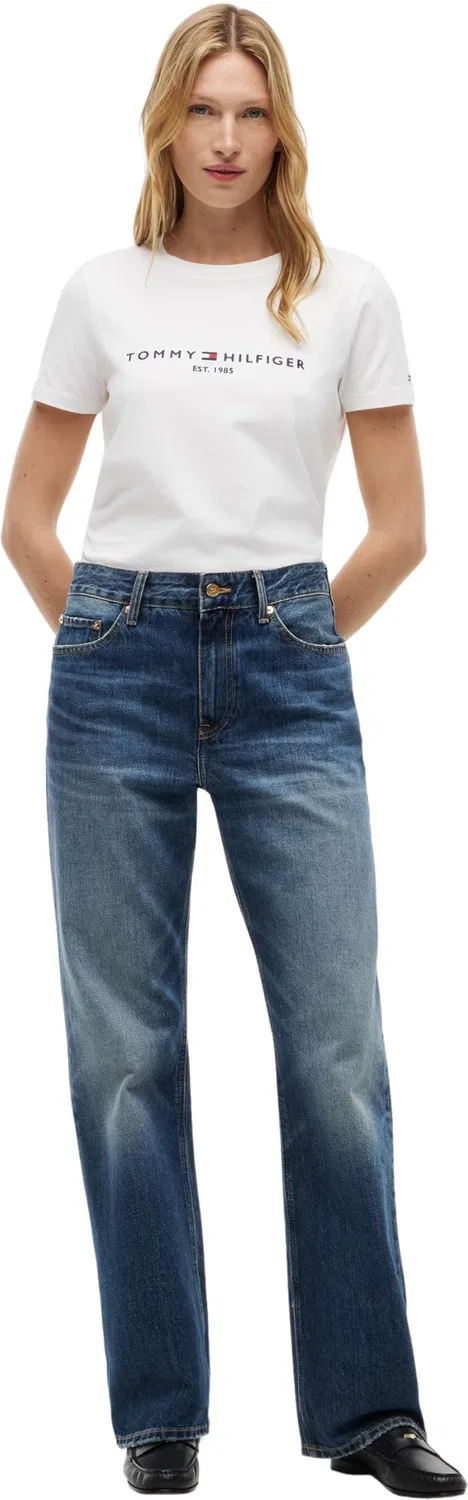 Женская футболка с коротким рукавом New Crew Neck Tee Slim Fit Tommy Hilfiger, White (White) — фото 4