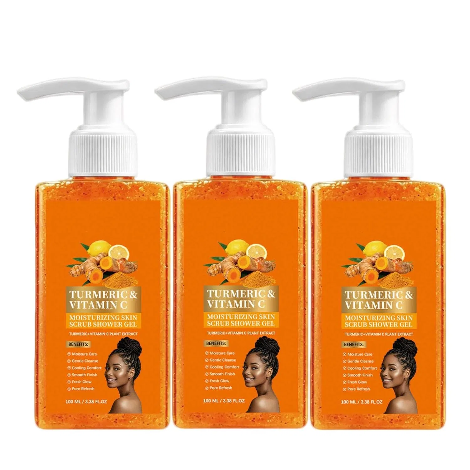 Скраб для тела Turmeric Orange Vitamin C Body Wash, Jioesskp, 100 мл, 3PC